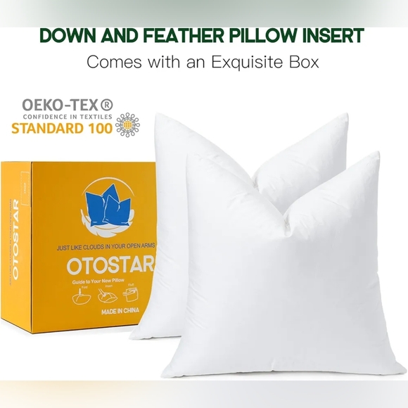 Pack of 2 Down and Feather Throw Pillow Inserts, 28 x 28 Soft Fluffy - Picture 6 of 10